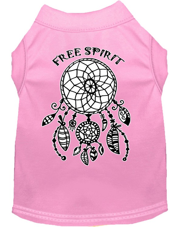 Free Spirit Screen Print Dog Shirt Light Pink XS